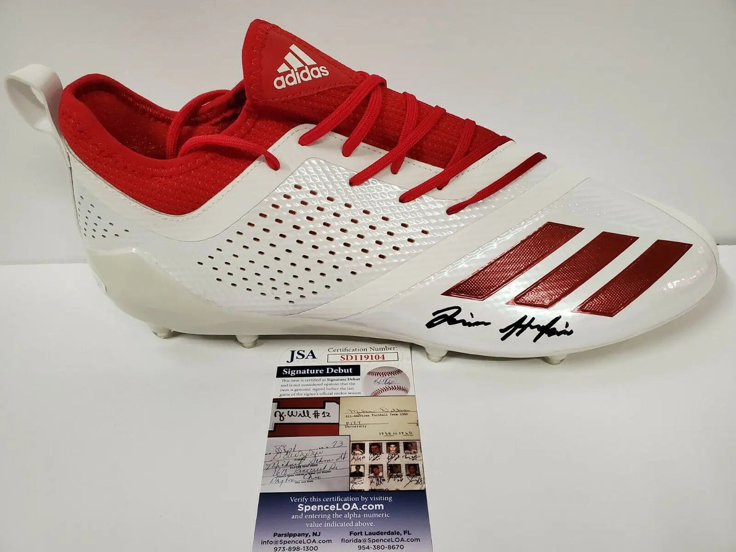 MVP Authentics Javian Hawkins Autographed Signed Adidas Cleat Jsa Coa 107.10 sports jersey framing , jersey framing