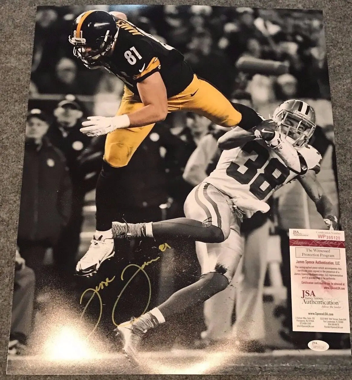 MVP Authentics Jesse James Autographed Signed Pittsburgh Steelers 16X20 Photo Jsa Coa 90 sports jersey framing , jersey framing