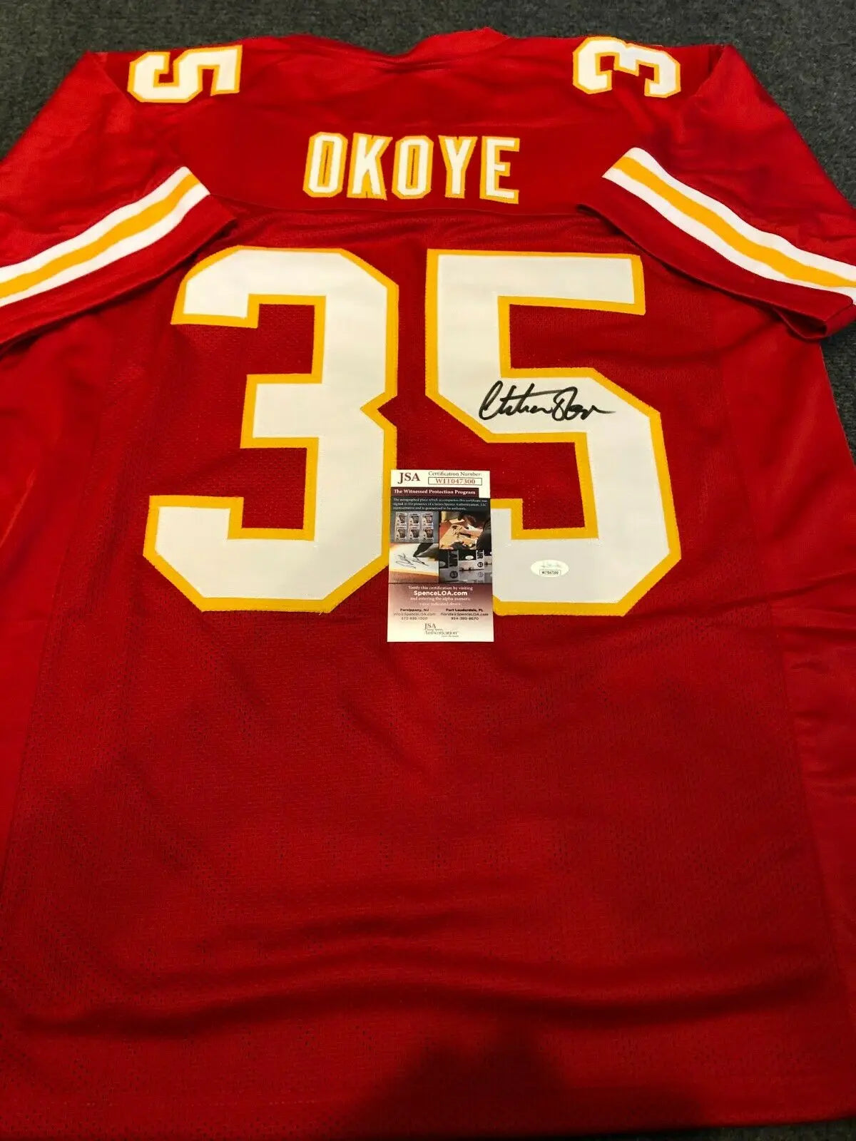 Kansas City Chiefs Christian Okoye Autographed Signed Jersey Jsa