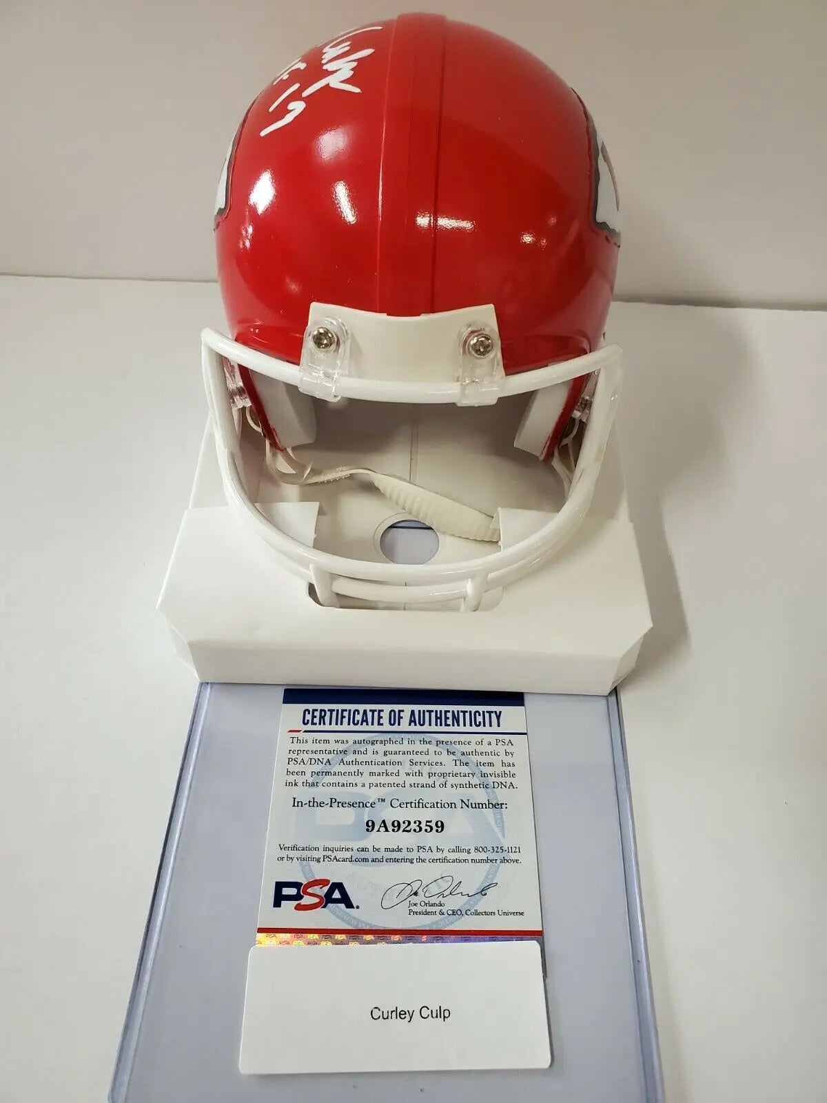 Curley offers Culp Autographed Signed Mini Helmet NFL Kansas City Chiefs TRISTAR COA