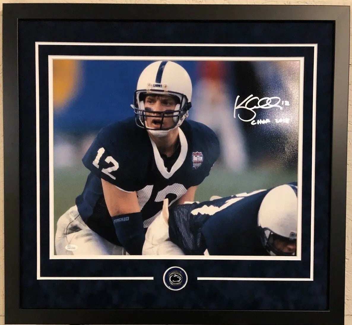 MVP Authentics Kerry Collins Framed Signed Inscribed Penn State 16X20 Photo Jsa Coa 180 sports jersey framing , jersey framing