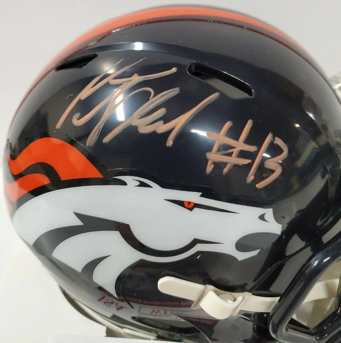 MVP Authentics Kj Hamler Autographed Signed Denver Broncos Speed Mini Helmet Jsa Coa 107.10 sports jersey framing , jersey framing