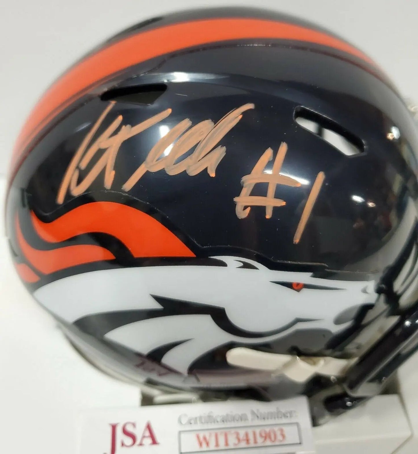 Kj Hamler Autographed Signed Denver Broncos Speed Mini Helmet Jsa