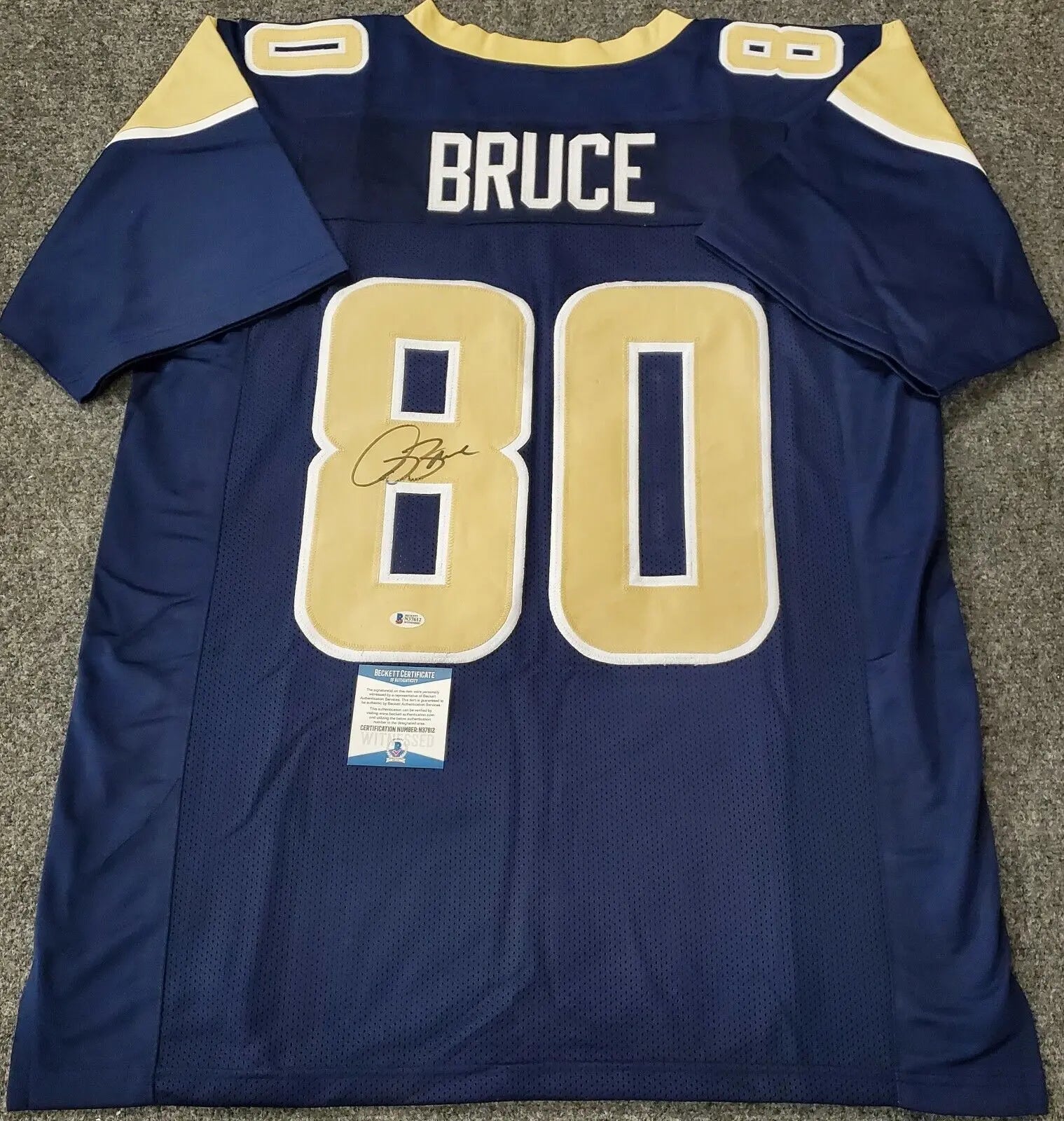 Issac Bruce Autographed St Louis Rams Blue Mitchell & Ness Football Jersey - BAS