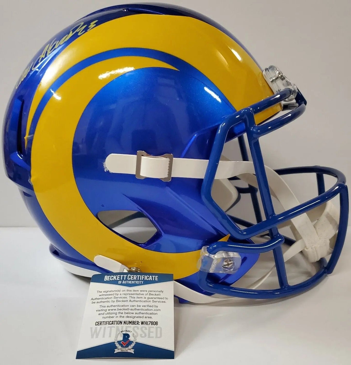 Los Angeles Rams Cam Akers Signed Full Size Replica Speed Helmet