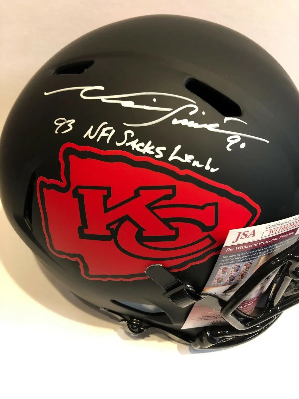 MVP Authentics Neil Smith Signed Inscribed Kc Chiefs Eclipse Replica Full Size Helmet Jsa Coa 287.10 sports jersey framing , jersey framing