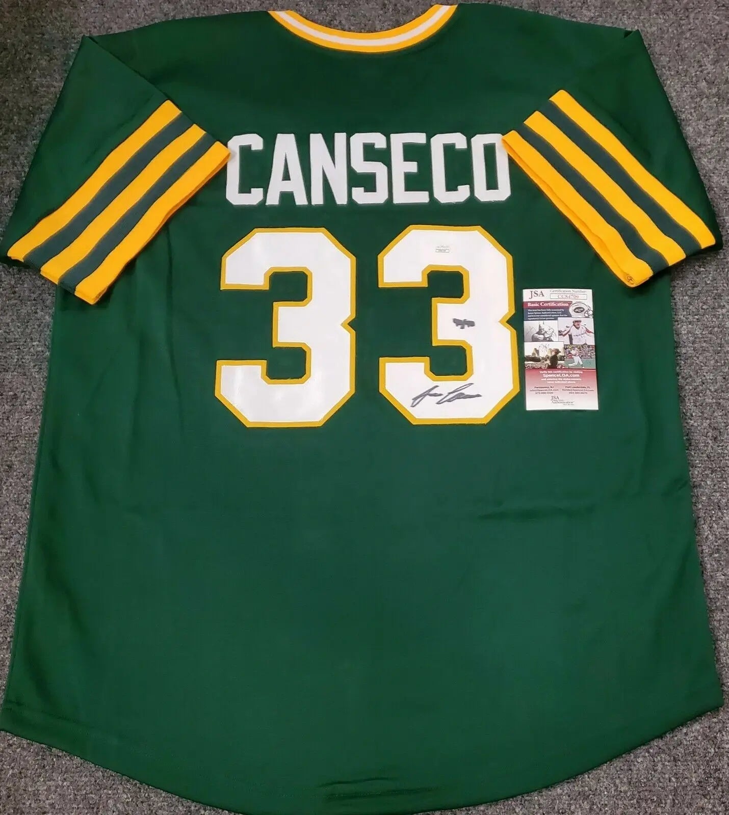 Oakland A's Jose Canseco Autographed Inscribed 40/40 Jersey Jsa