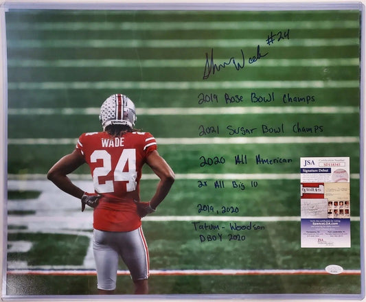 MVP Authentics Ohio State Buckeyes Shaun Wade Autographed 5X Inscribed 16X20 Photo Jsa Coa 112.50 sports jersey framing , jersey framing