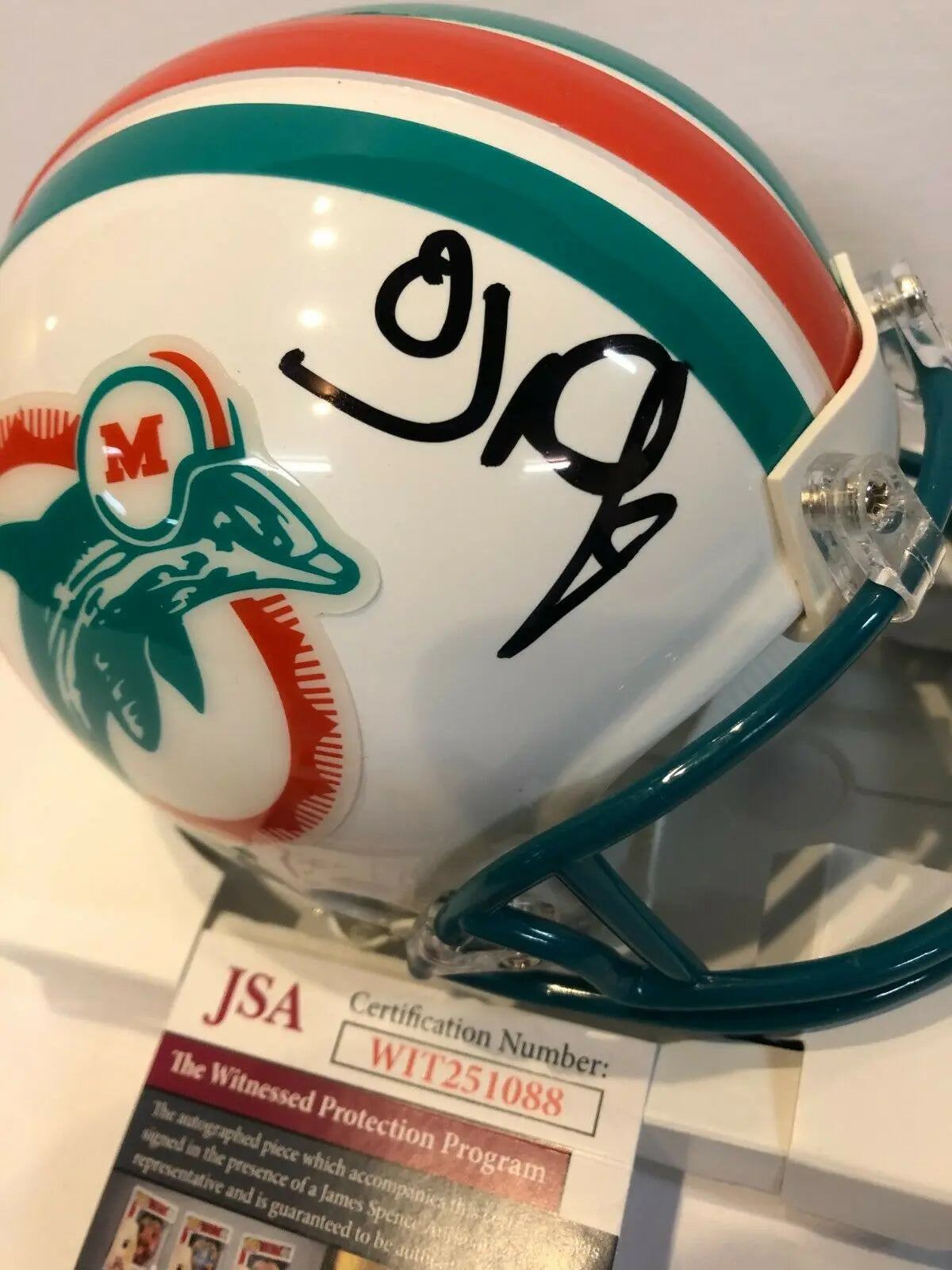 MVP Authentics Oj Mcduffie Autographed Signed Miami Dolphins Mini Helmet Jsa Coa 80.10 sports jersey framing , jersey framing