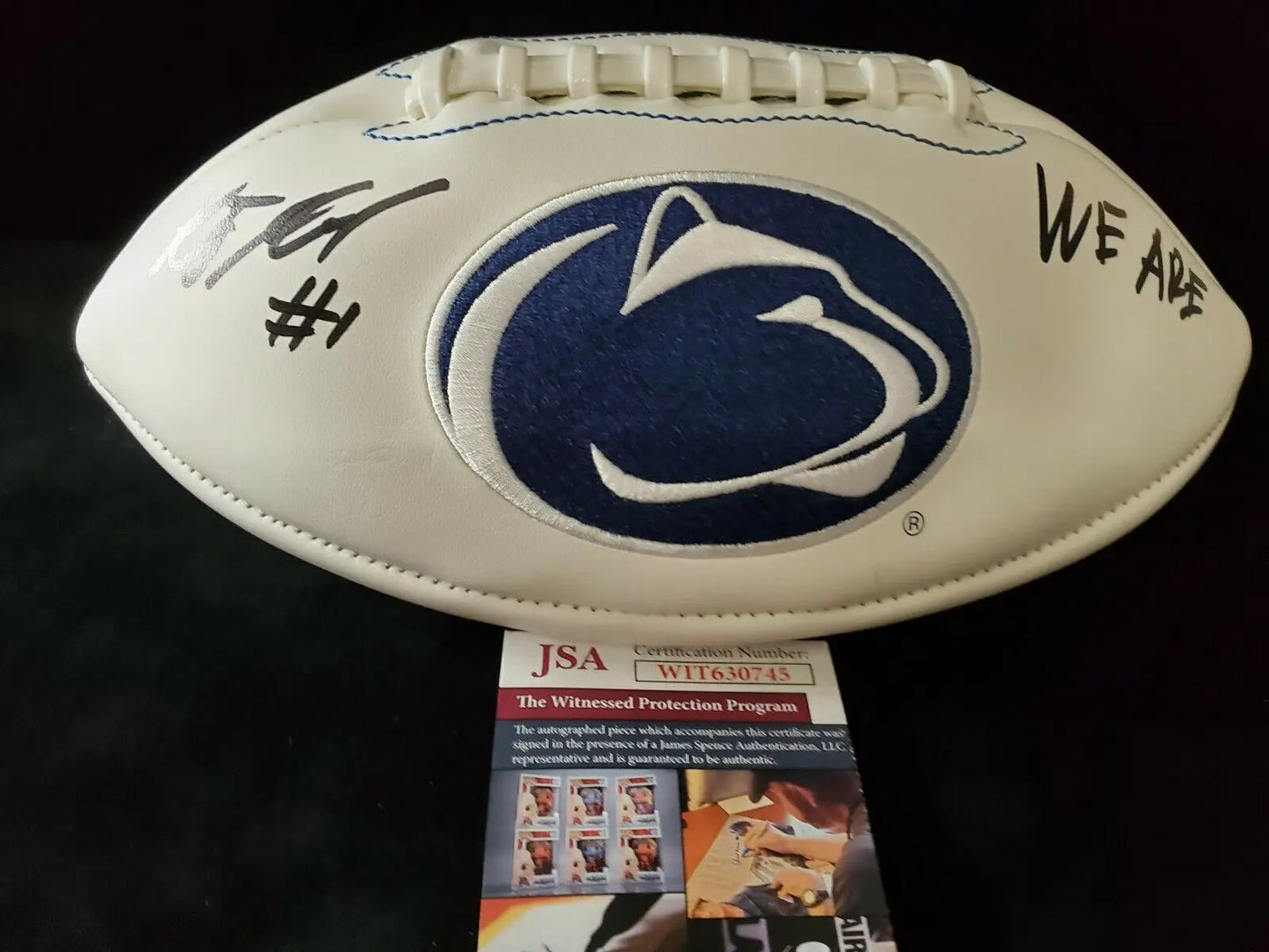 MVP Authentics PENN STATE KJ HAMLER AUTOGRAPHED SIGNED INSCRIBED LOGO FOOTBALL JSA  COA 135 sports jersey framing , jersey framing