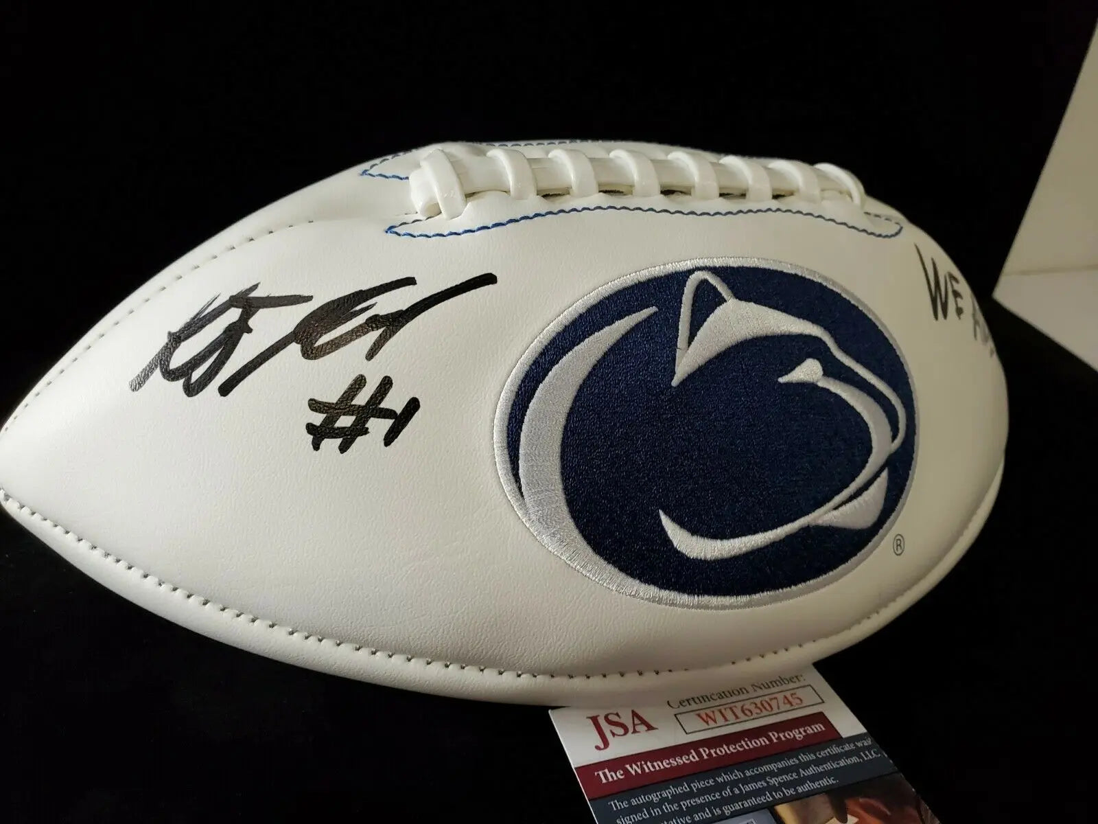 MVP Authentics PENN STATE KJ HAMLER AUTOGRAPHED SIGNED INSCRIBED LOGO FOOTBALL JSA  COA 135 sports jersey framing , jersey framing