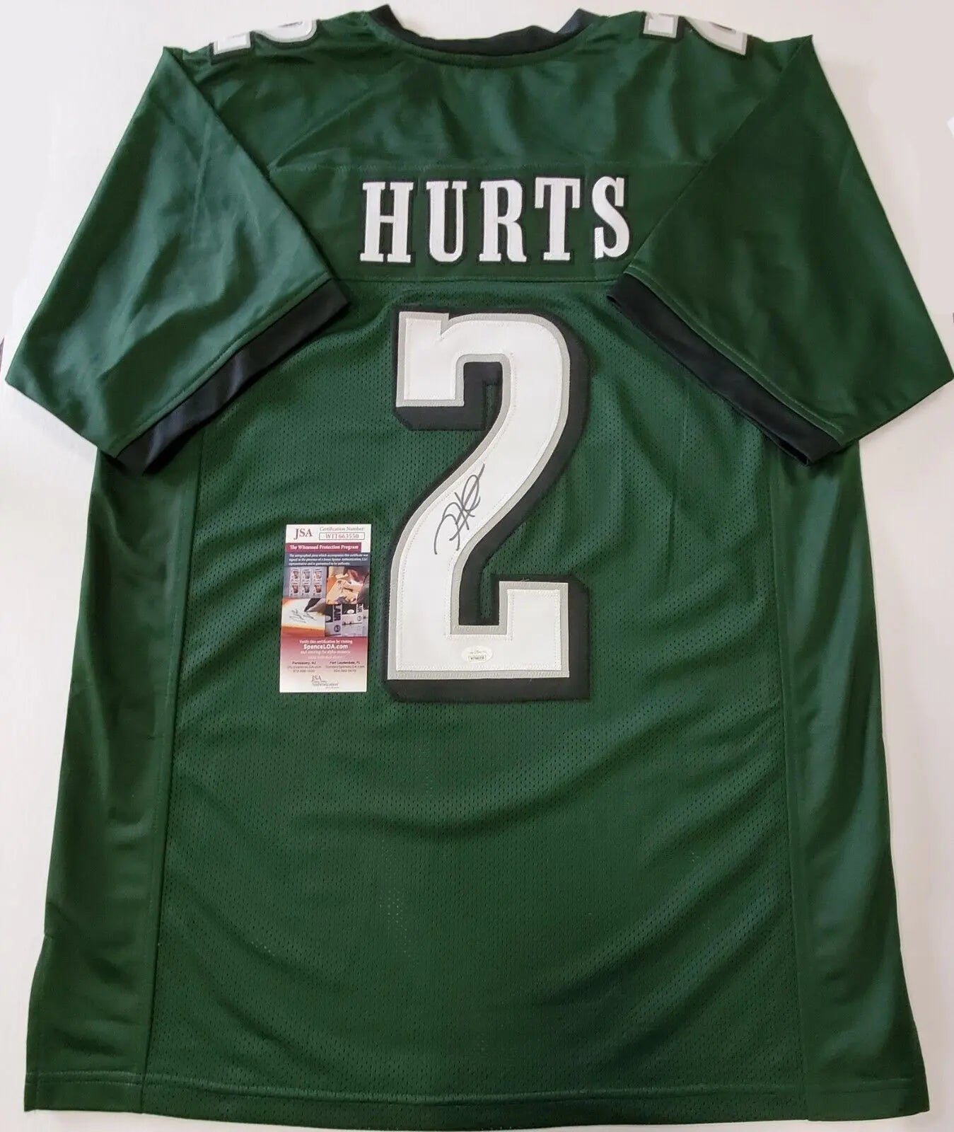 Jalen Hurts Philadelphia Eagles Autographed Framed Green Jersey