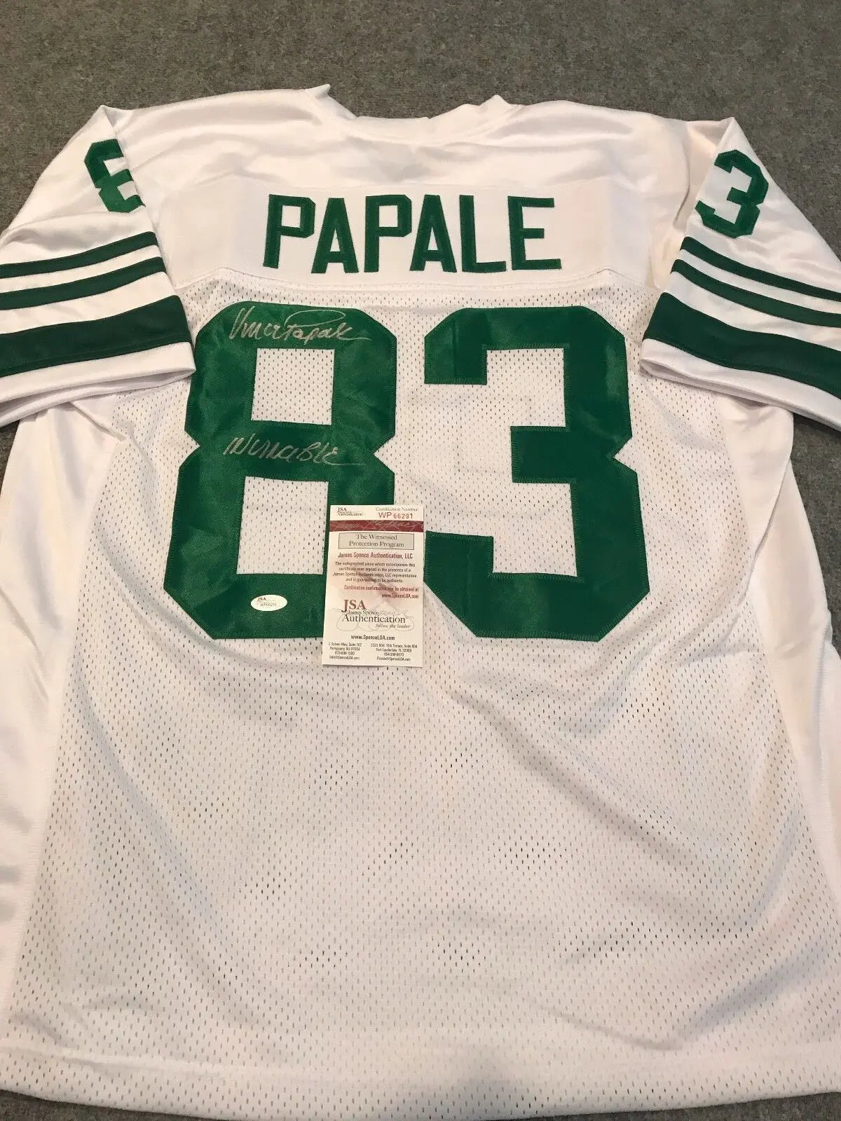 MVP Authentics Philadelphia Eagles Vince Papale Autographed Signed Inscribed Jersey Jsa  Coa 134.10 sports jersey framing , jersey framing