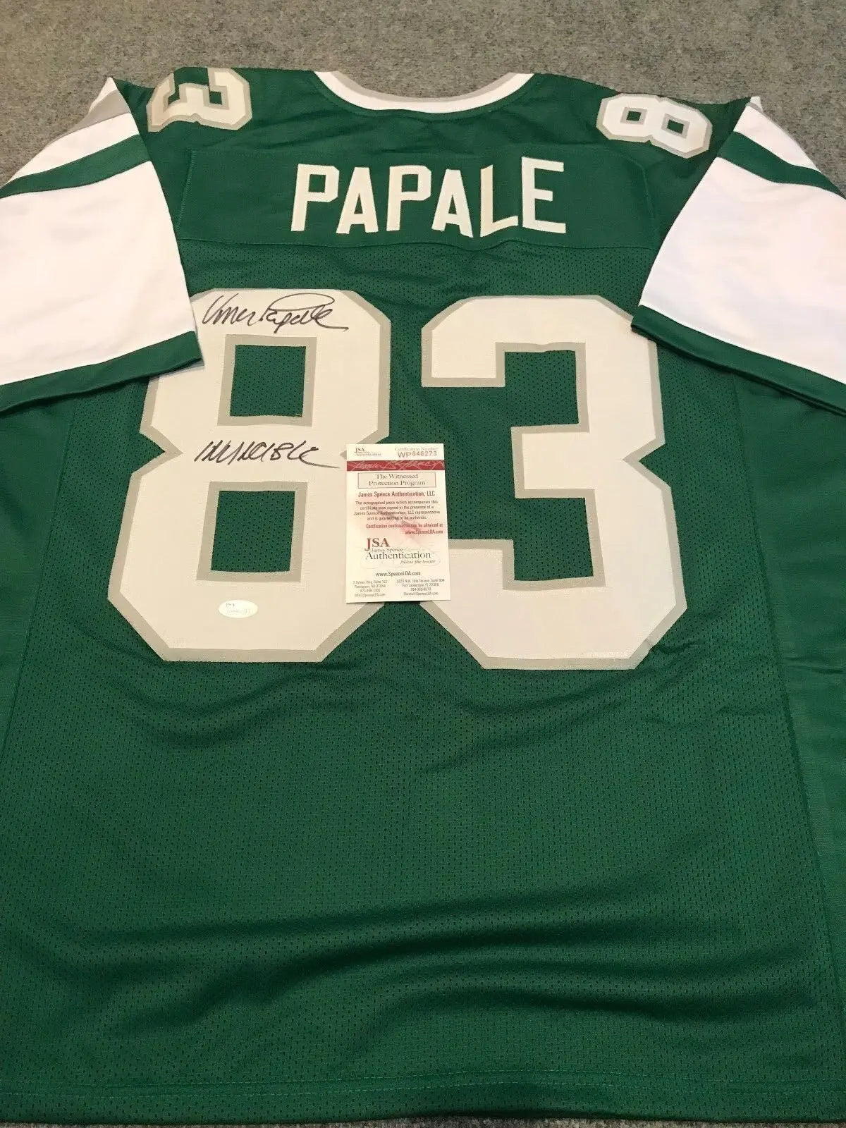 MVP Authentics Philadelphia Eagles Vince Papale Autographed Signed Inscribed Jersey Jsa  Coa 135 sports jersey framing , jersey framing