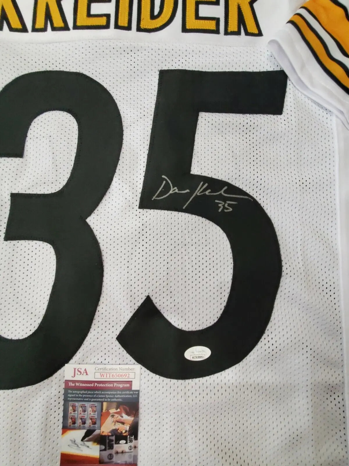 Pittsburgh Steelers Autographed Inscribed Dan Kreider Jersey Jsa