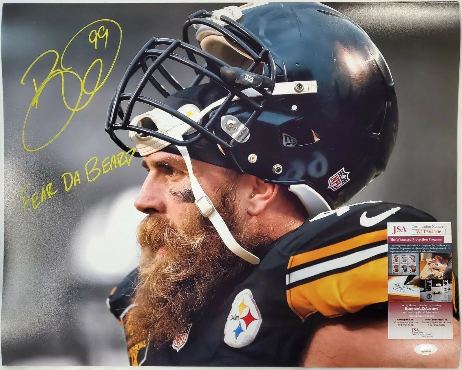Pittsburgh Steelers Brett Keisel Autographed Inscribed 16X20 Photo