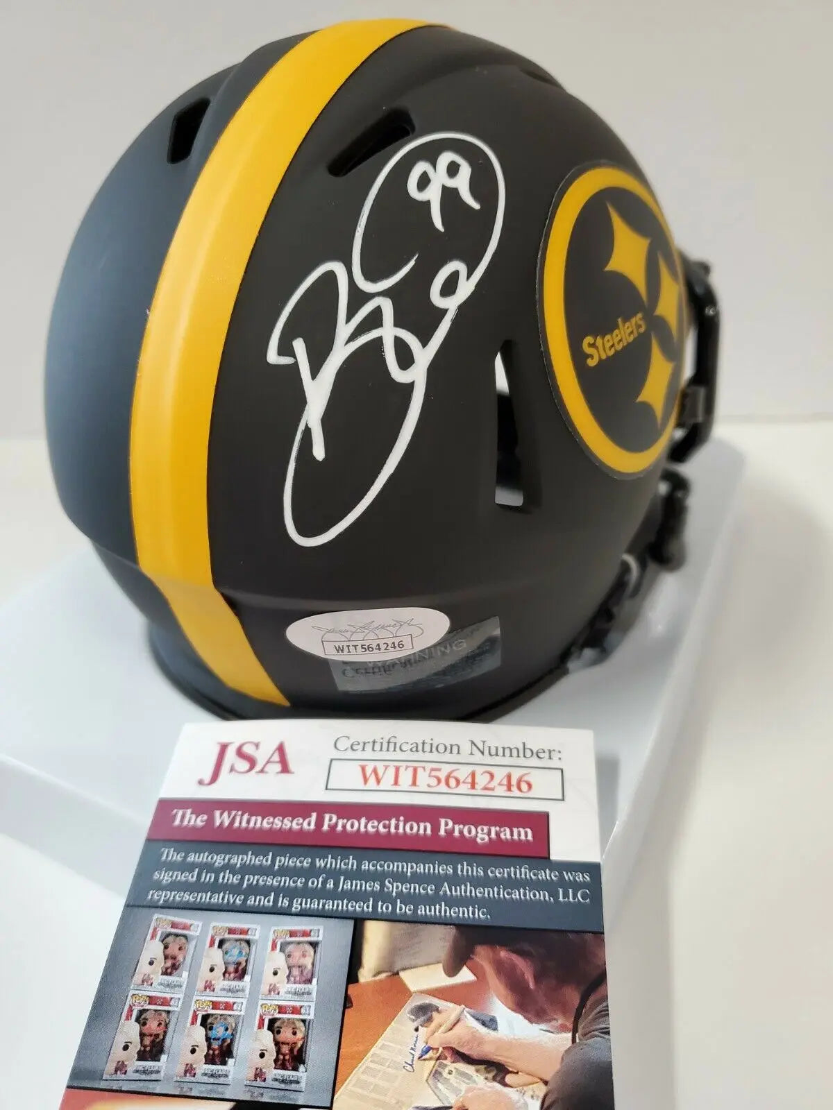 Brett Keisel Autographed Black Mini Eclipse Football Helmet Steelers JSA