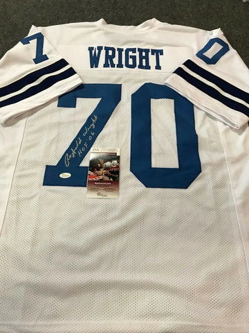 Rayfield Wright #70 Signed Dallas Cowboys Career Highlight Stat Jersey JSA  COA