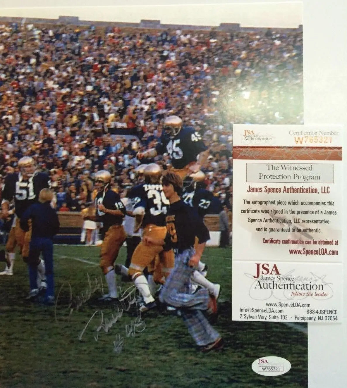 Rudy Ruettiger Autographed Signed Notre Dame 8X10 Photo Jsa Coa