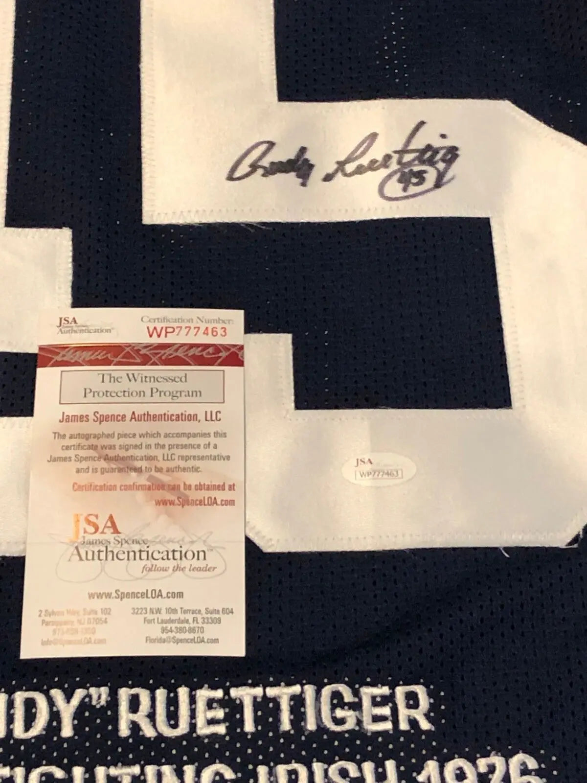 Rudy Ruettiger Signed Autographed Blue Stat Football Jersey JSA COA - Notre  Dame Fighting Irish Movie Legend - Size XL at 's Sports Collectibles  Store