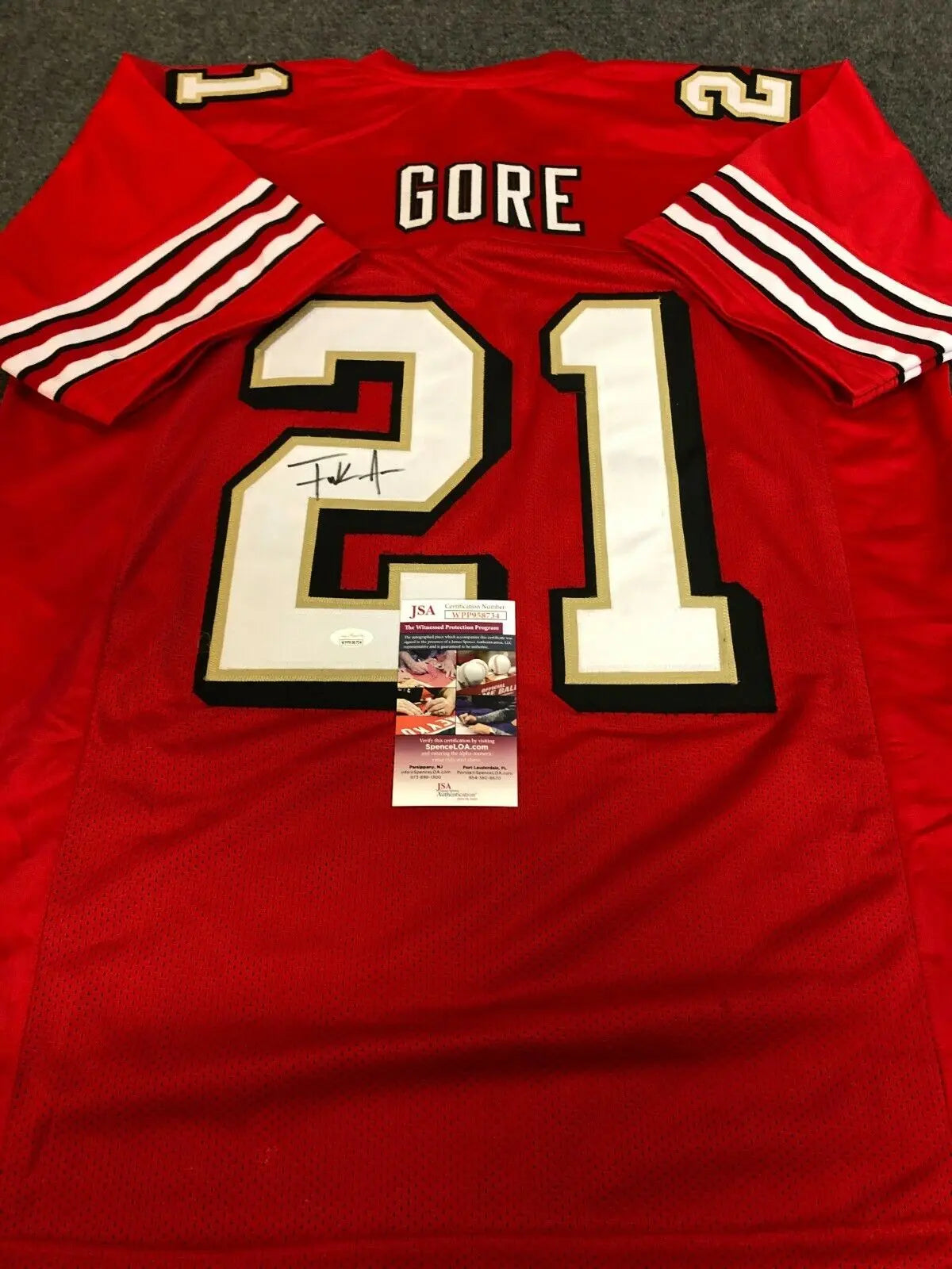 FRANK GORE AUTOGRAPHED SAN FRANCISCO 49ERS JERSEY JSA