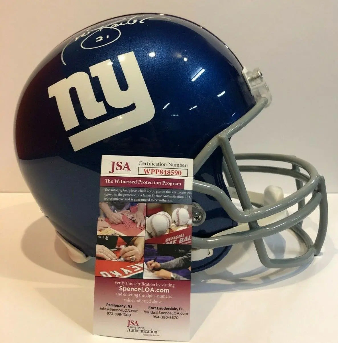 Tiki Barber Signed Autographed Ny Giants Full Size Replica Helmet Jsa Coa