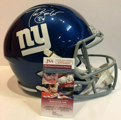 Tiki Barber New York Giants Autographed Riddell Speed Replica Helmet with  Multiple Career Inscriptions