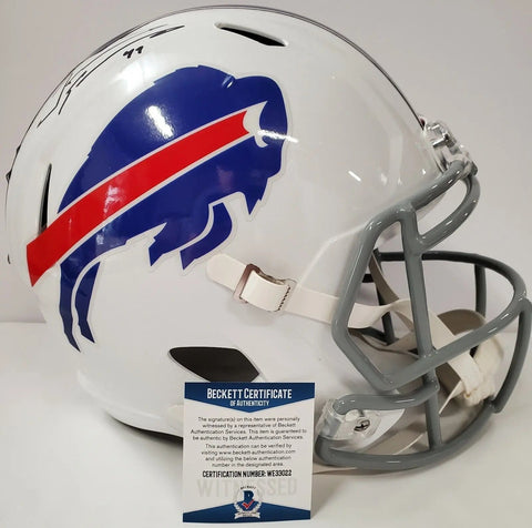 Buffalo Bills Drew Bledsoe Signed Throwback Full Size Replica Helmet Bas  Holo