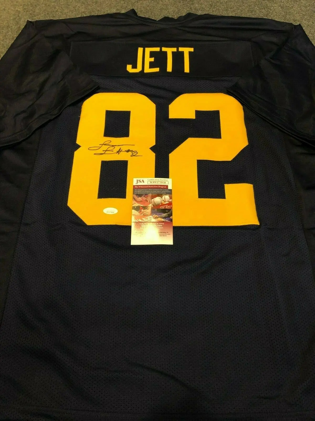 MVP Authentics WEST VIRGINIA MOUNTAINEERS JAMES JETT AUTOGRAPHED SIGNED JERSEY JSA COA 107.10 sports jersey framing , jersey framing