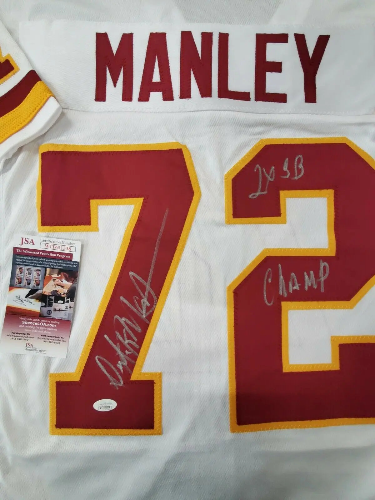 MVP Authentics Washington Football Dexter Manley Autographed Inscribed Jersey Jsa Coa 152.10 sports jersey framing , jersey framing