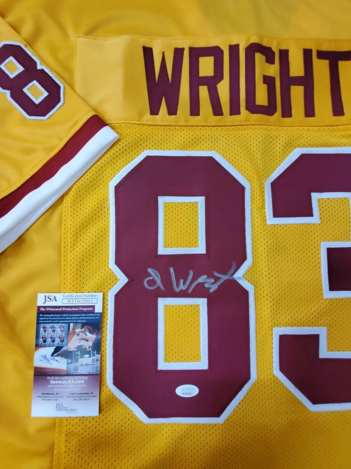 WASHINGTON FOOTBALL TEAM ISAIAH WRIGHT SIGNED XL JERSEY COA JSA