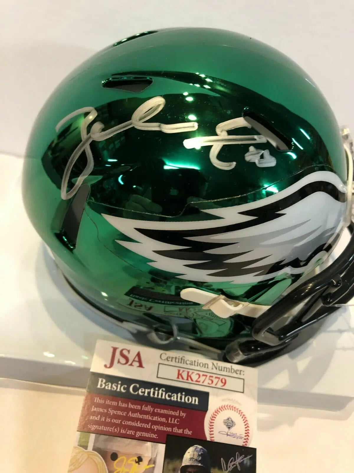 Zach Ertz Autographed Signed Philadelphia Eagles Chrome Mini Helmet Jsa Coa