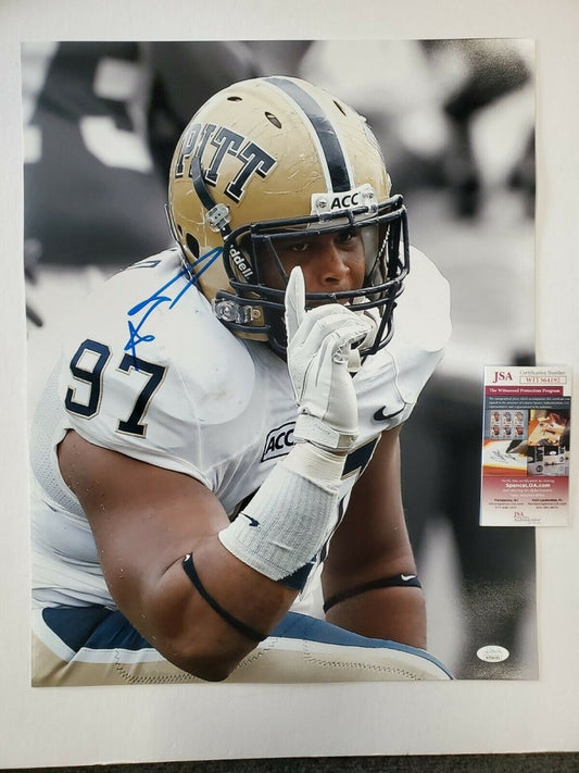 Aaron Donald Autographed Signed Pittsburgh Panthers 16X20 Photo Jsa Coa Jersey Framing MVP Authentics