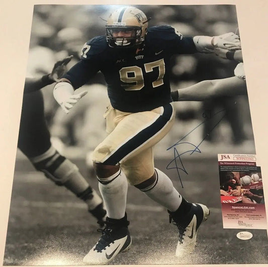 Aaron Donald Autographed Signed Pittsburgh Panthers 16X20 Photo Jsa Coa Jersey Framing MVP Authentics