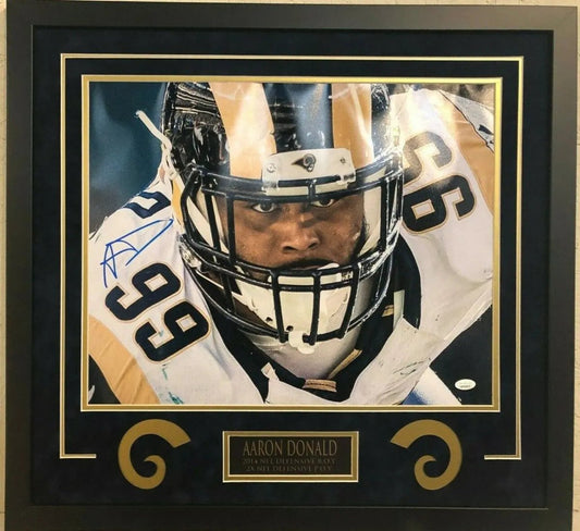 Aaron Donald Framed Signed L.A. Rams 16X20 Photo Jsa Coa Jersey Framing MVP Authentics