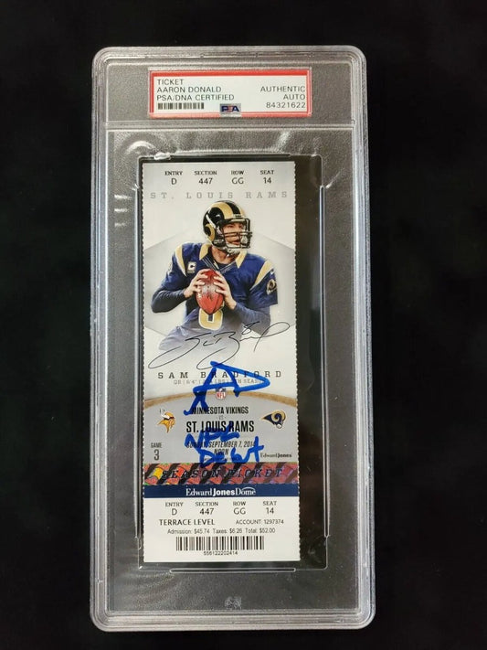 Aaron Donald Signed Autographed Rams 2014 Nfl Debut Game Ticket Psa Slabbed Jersey Framing MVP Authentics