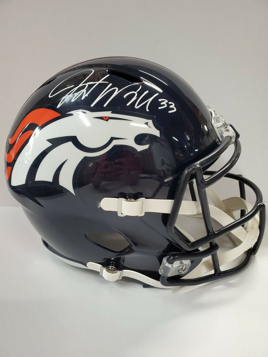 MVP Authentics Denver Broncos Javonte Williams Signed Speed Replica Full Size Helmet Bas Holo 242.10 sports jersey framing , jersey framing