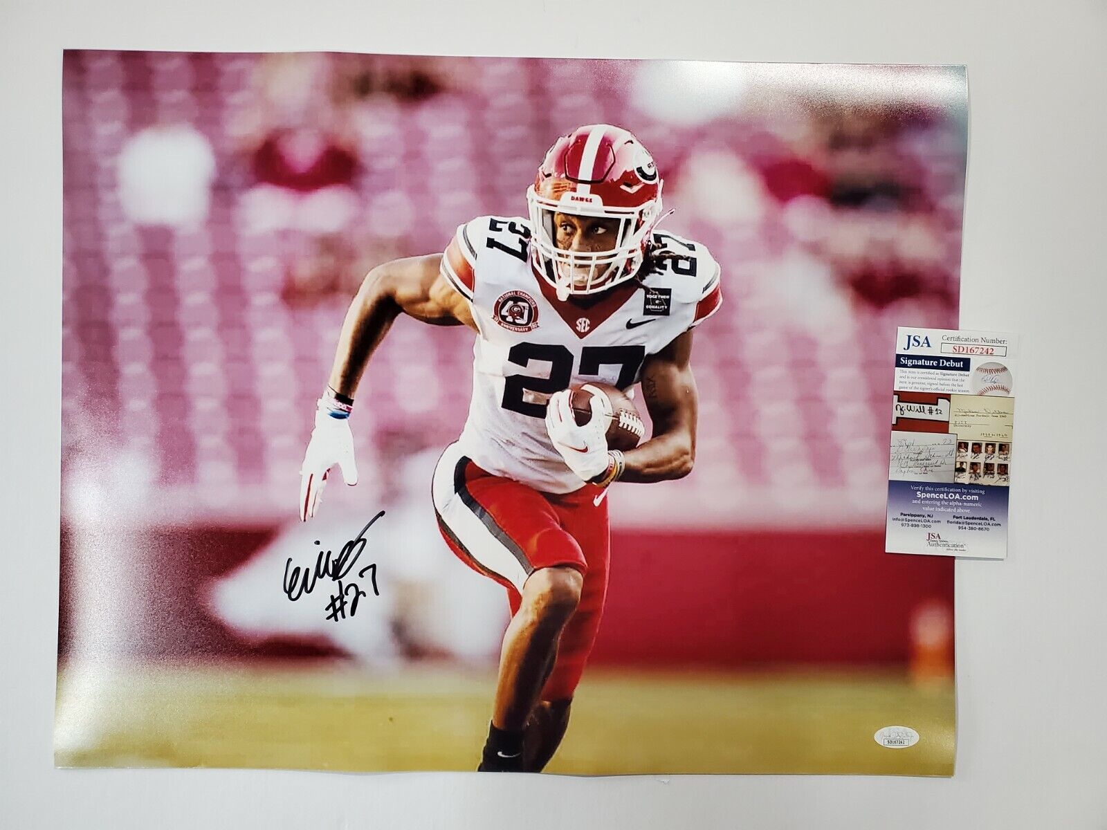 MVP Authentics Georgia Bulldogs Eric Stokes Autographed Signed 16X20 Photo Jsa  Coa 89.10 sports jersey framing , jersey framing