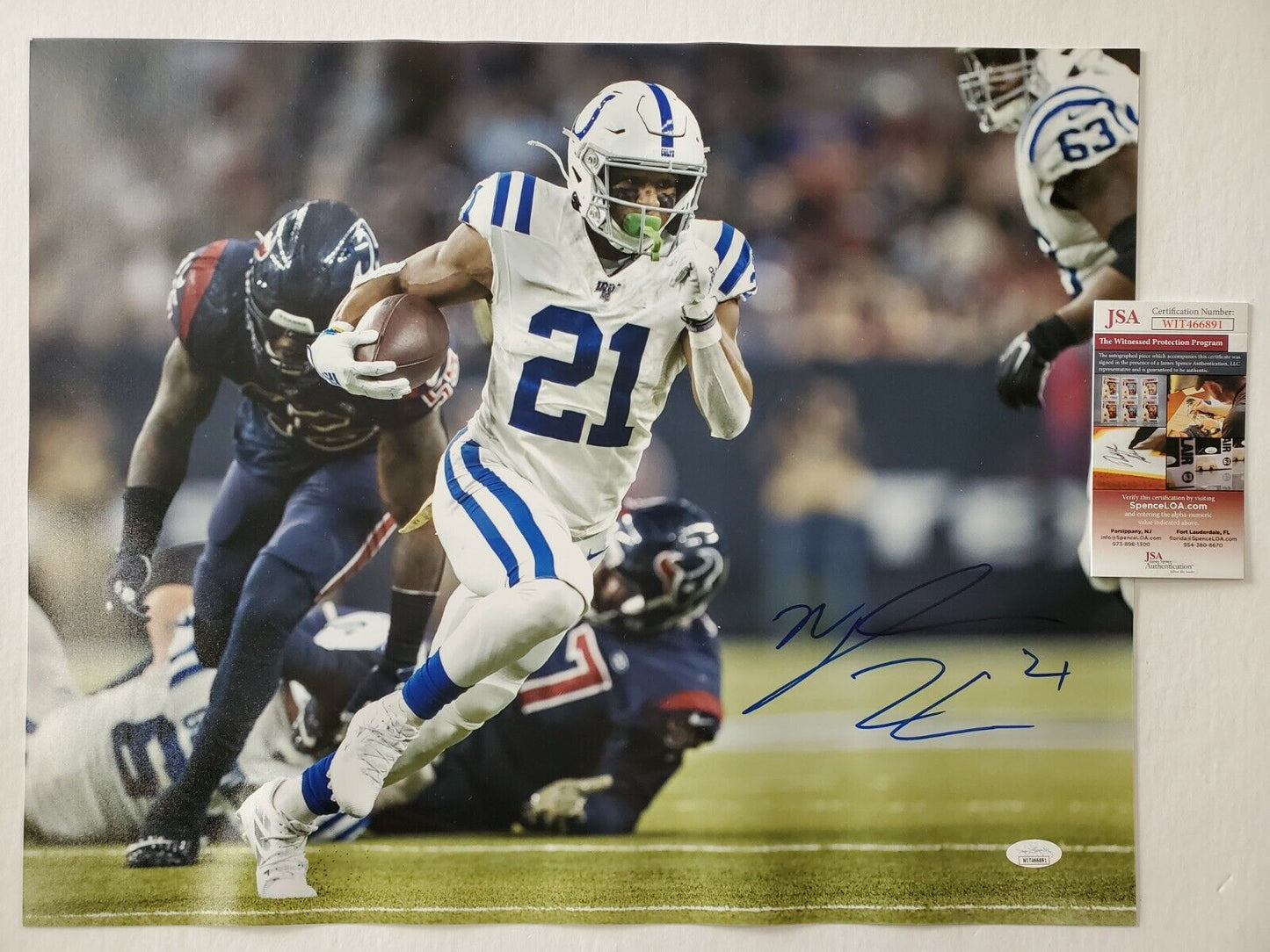 MVP Authentics Indianapolis Colts Nyheim Hines Autographed Signed 16X20 Photo Jsa Coa 89.10 sports jersey framing , jersey framing