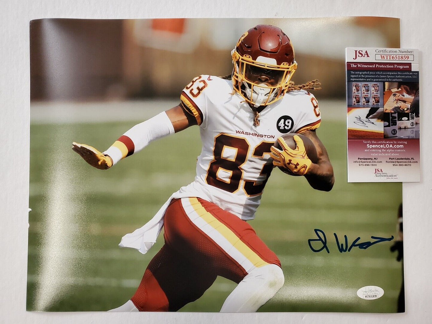 MVP Authentics Washington Football Team Isaiah Wright Autographed 11X14 Photo Jsa Coa 89.10 sports jersey framing , jersey framing