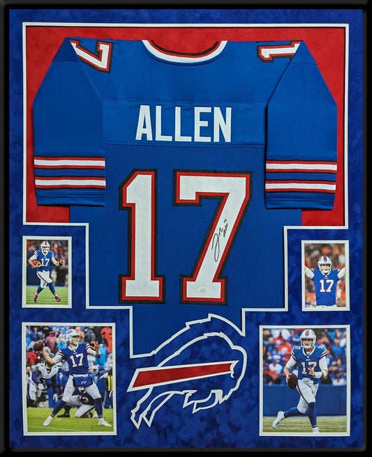 MVP Authentics Framed In Suede Buffalo Bills Josh Allen Autographed Signed Jersey Jsa Coa 1080 sports jersey framing , jersey framing