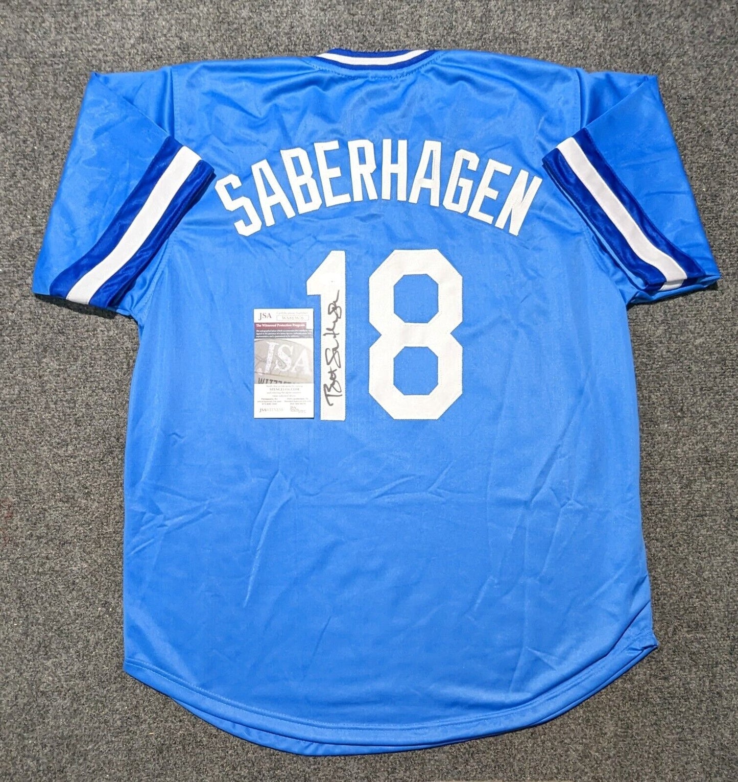 Bret Saberhagen Autographed Kansas City Custom Blue Baseball