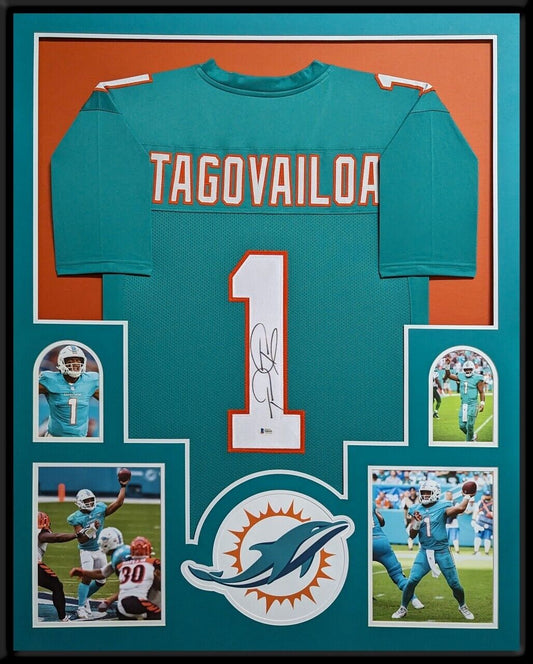 MVP Authentics Framed Miami Dolphins Tua Tagovailoa Autographed Signed Jersey Beckett Coa 765 sports jersey framing , jersey framing