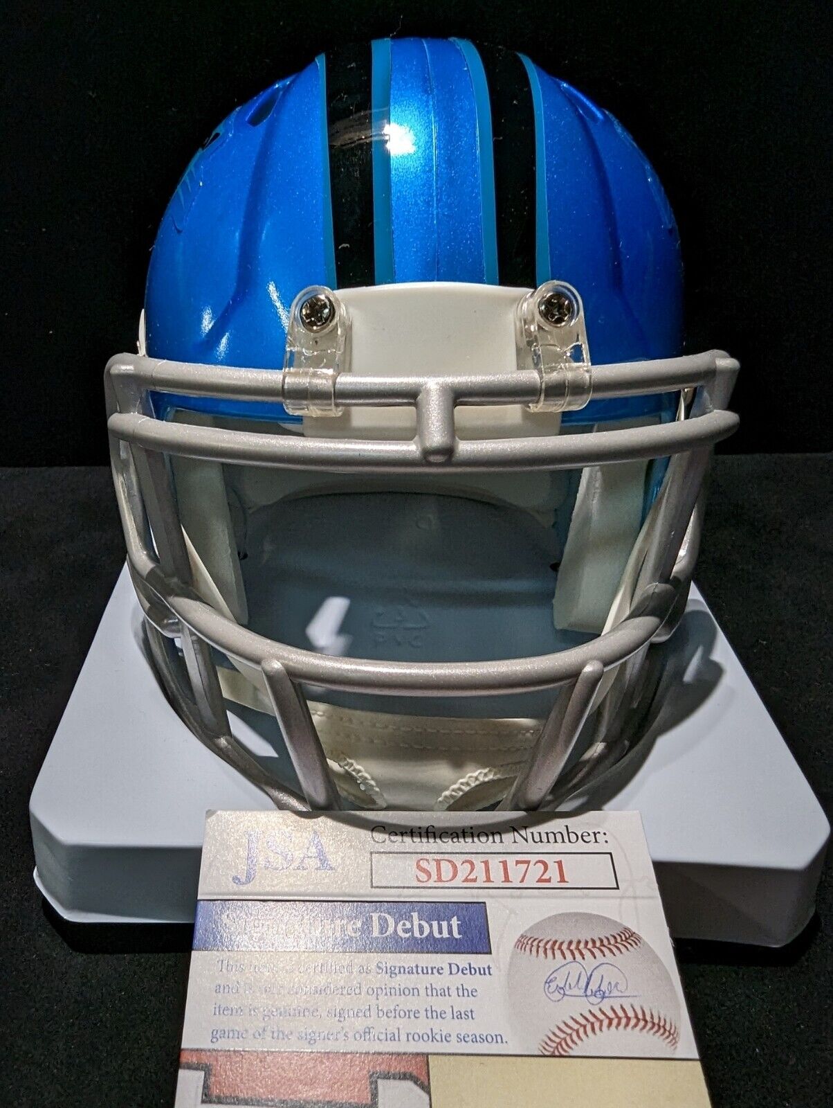 MVP Authentics Carolina Panthers Jonathan Mingo Signed  Flash Mini Helmet Jsa Coa 117 sports jersey framing , jersey framing