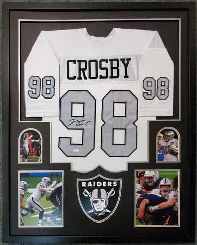 Maxx Crosby Authentic Signed White Color Rush Pro Style Jersey BAS