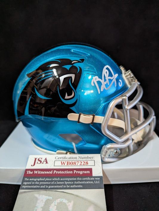 MVP Authentics Carolina Panthers Brian Burns Signed  Flash Mini Helmet Jsa Coa 135 sports jersey framing , jersey framing