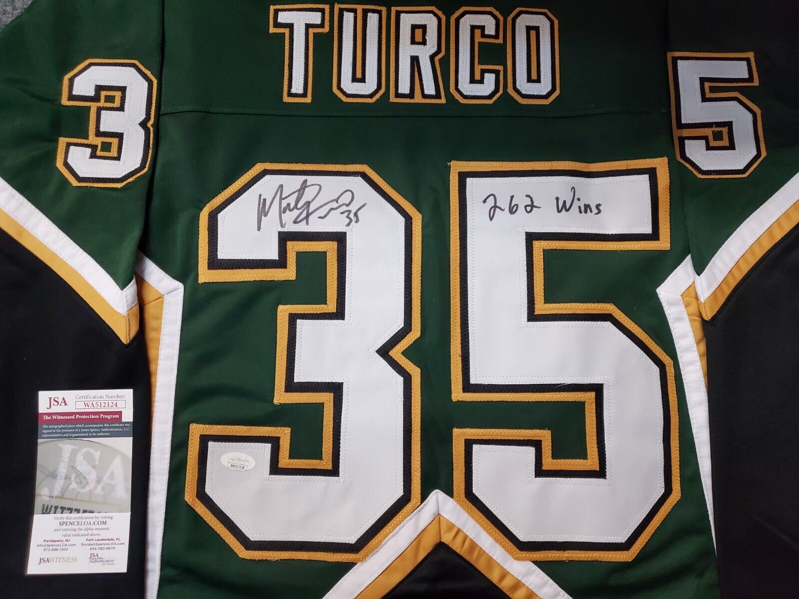 Dallas Stars Marty Turco Autographed Signed Jersey Jsa Coa