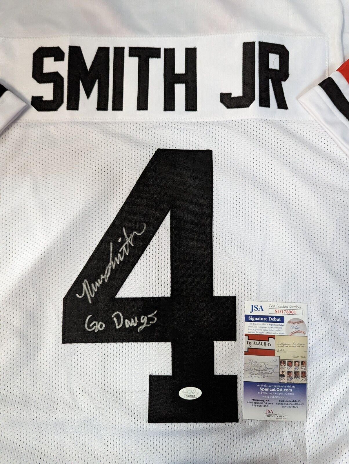 MVP Authentics Georgia Bulldogs Nolan Smith Jr Autographed Signed Inscribed Jersey Jsa Coa 143.10 sports jersey framing , jersey framing