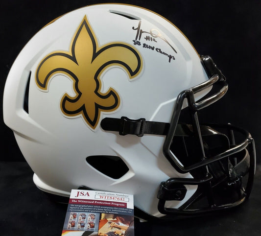 MVP Authentics New Orleans Saints Marques Colston Signed Inscribed F/S Lunar Rep Helmet Jsa Coa 278.10 sports jersey framing , jersey framing