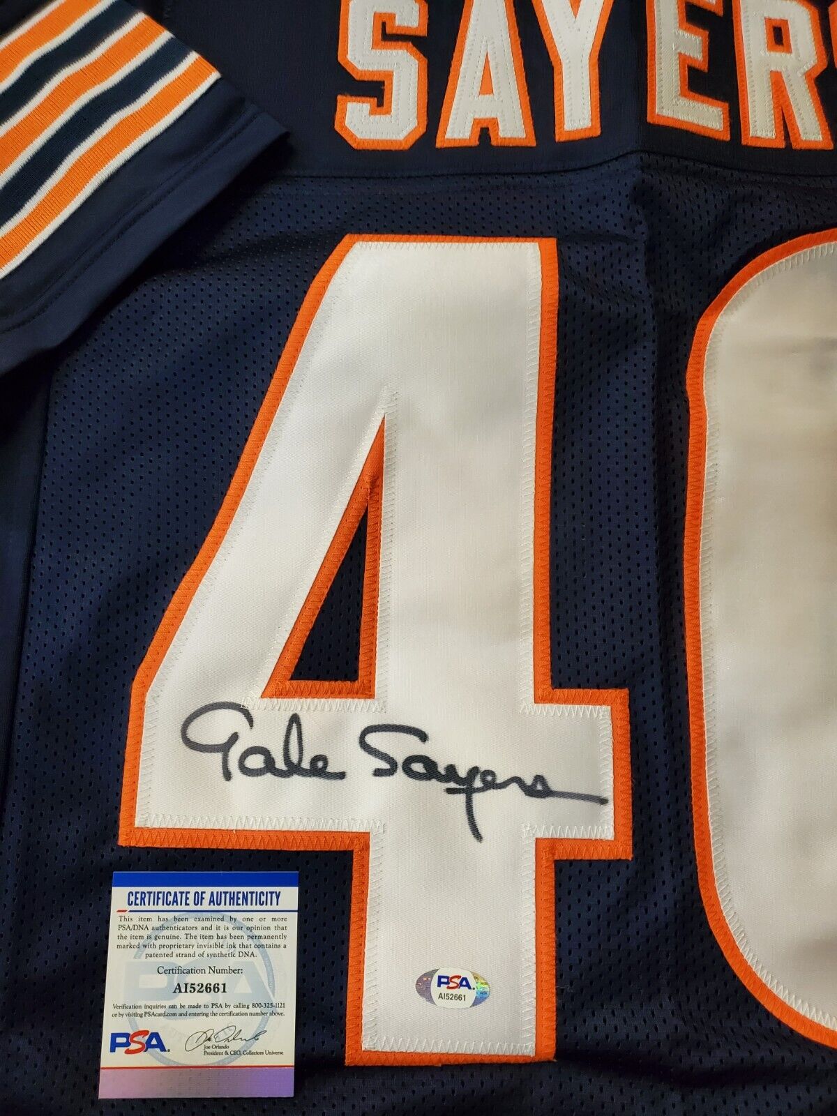 Gale Sayers Autographed Chicago Bears Football NFL Jersey PSA